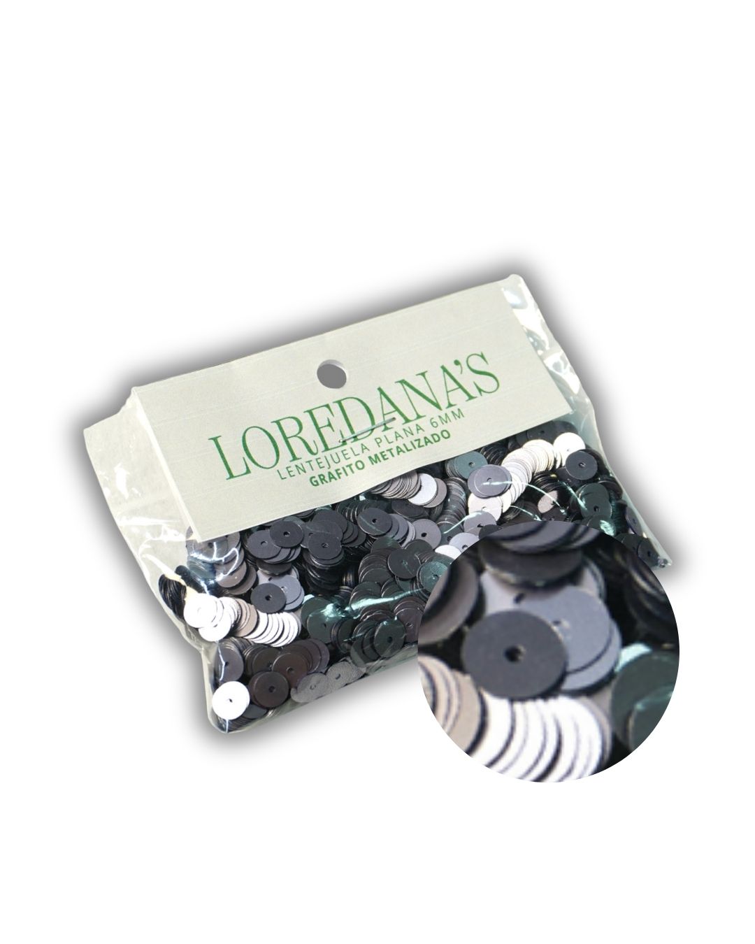 Lentejuela - Grafito Metalizado 6MM - 20g.