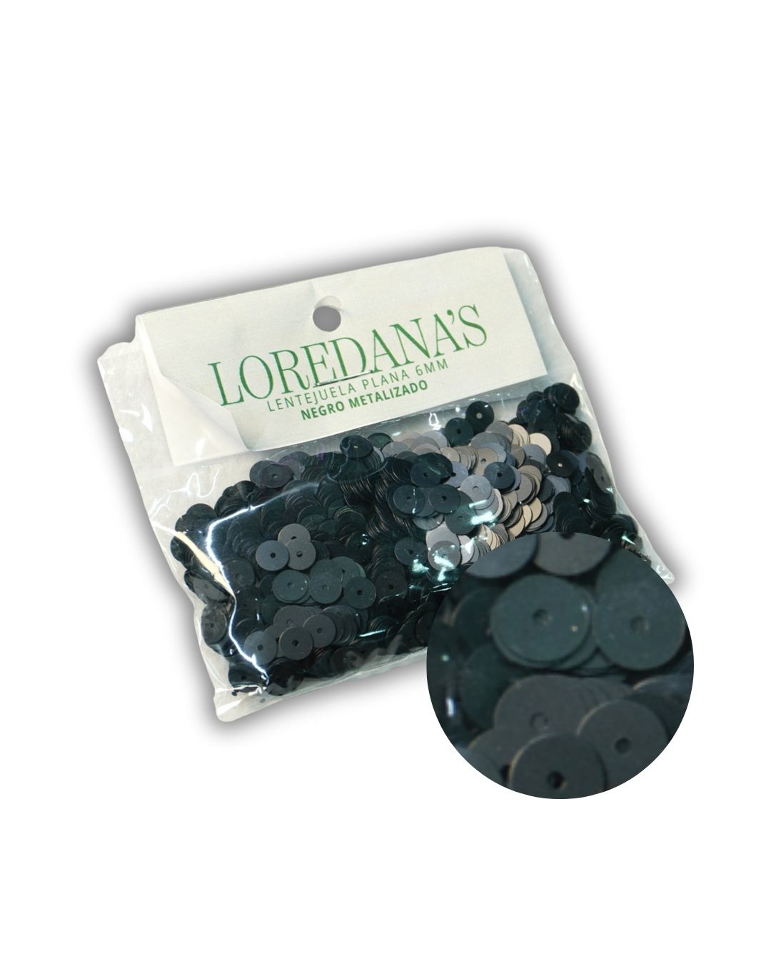 Lentejuela - Negro Metalizado 6MM - 20g.