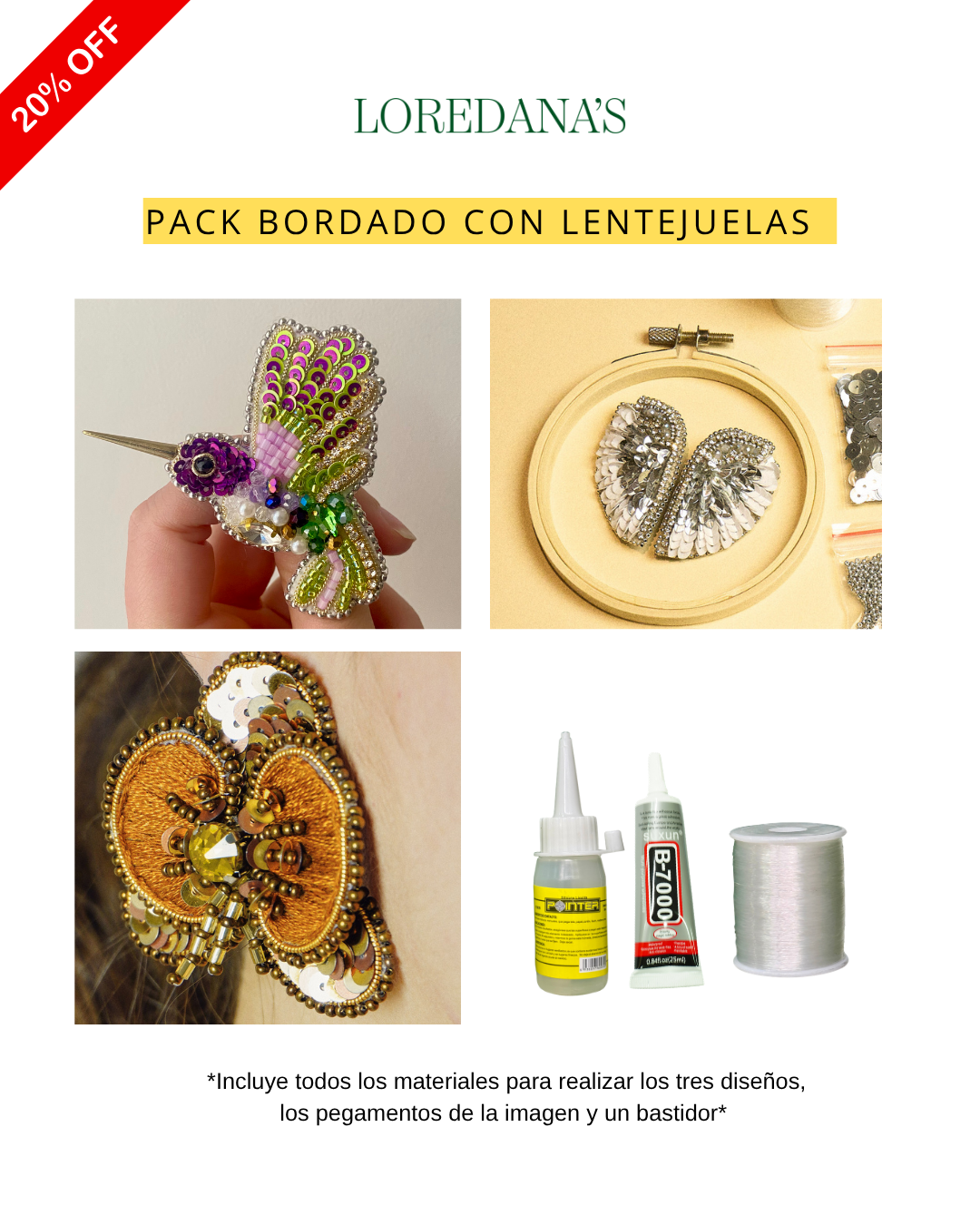 PACK CYBER BORDADO CON LENTEJUELAS X3