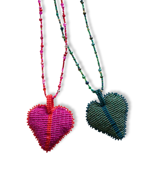 COLLAR CORAZON TEJIDO/ VERDE