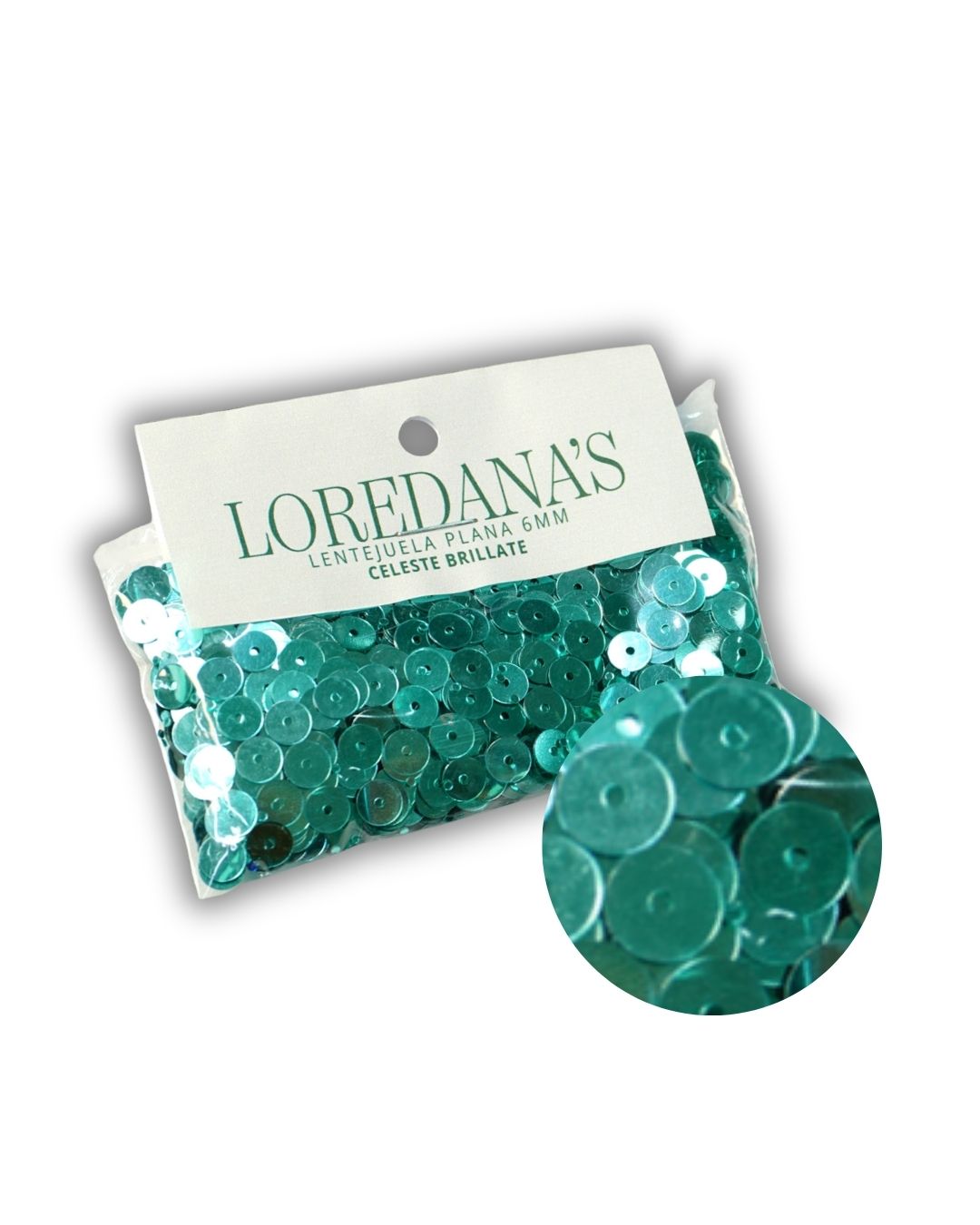 Lentejuela - Celeste Brillante 6MM - 20g.