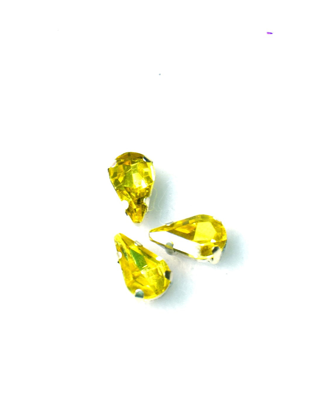 Cristal gota amarillo 5x8mm / 10 unidades BASE PLATEADA