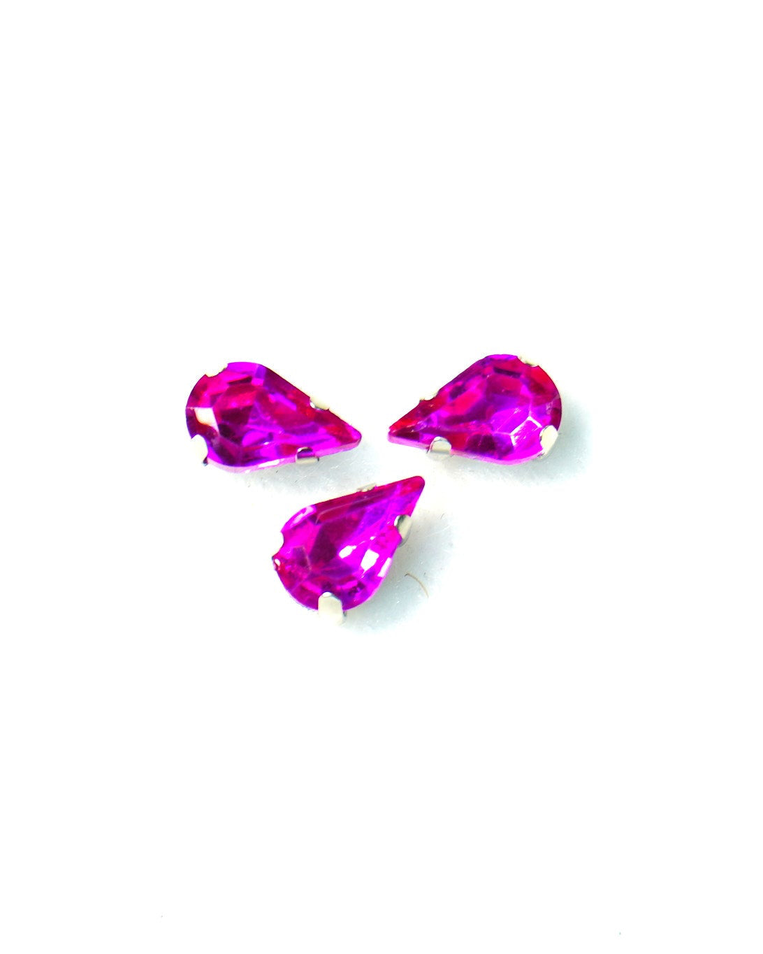Cristal gota fucsia 5x8mm / 10 unidades BASE PLATEADA