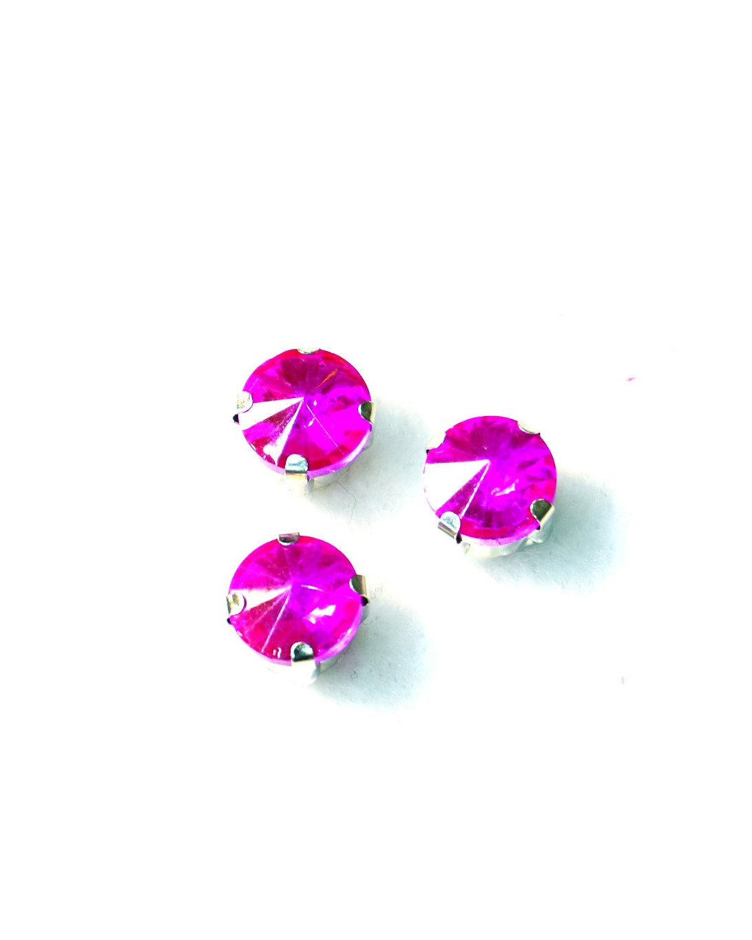 Cristal redondo fucsia 8mm / 10 unidades BASE PLATEADA