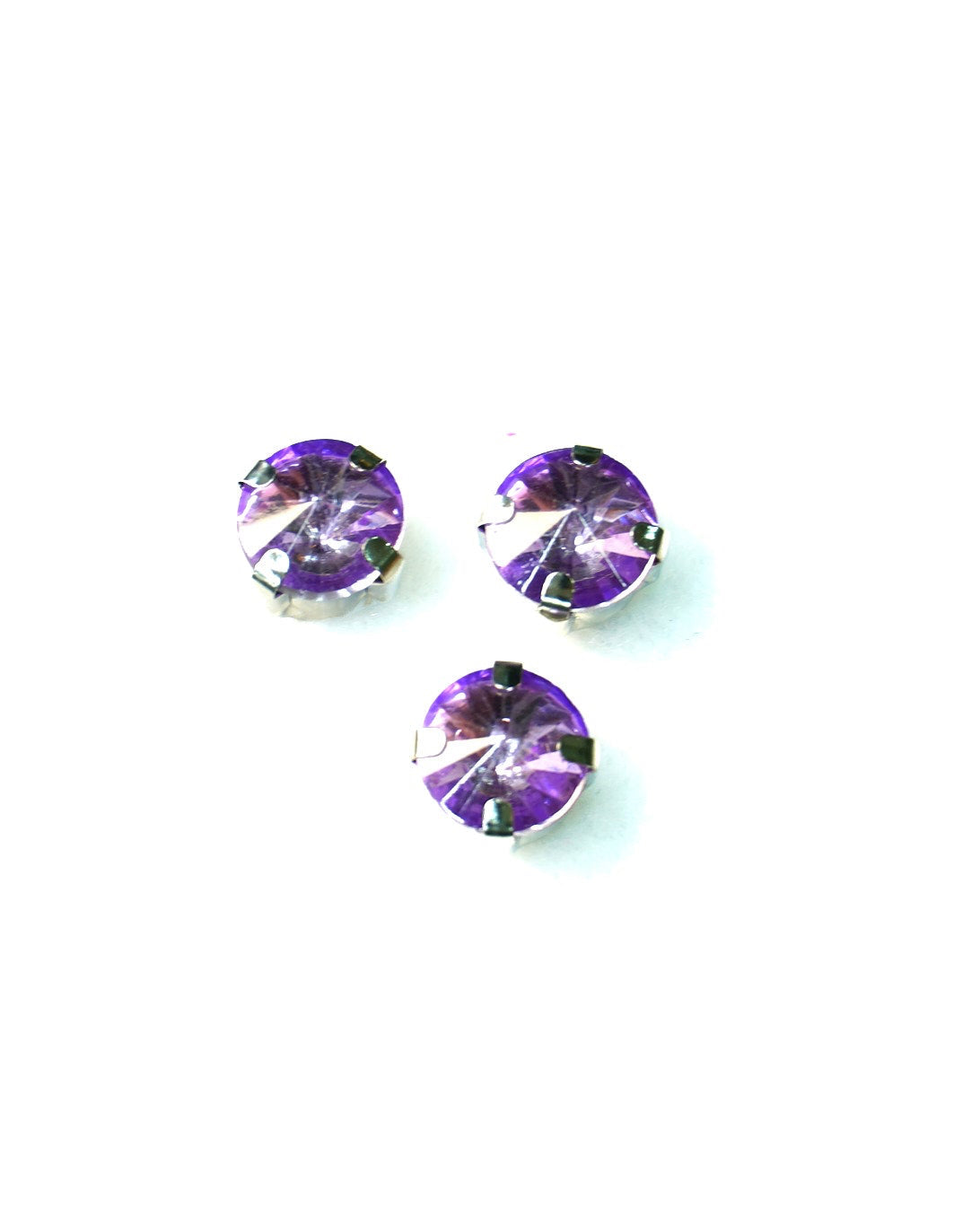 Cristal redondo lila 8mm / 10 unidades BASE PLATEADA