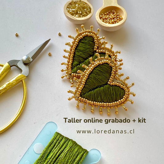 Taller grabado Aros Bordados Corazón (No incluye materiales)