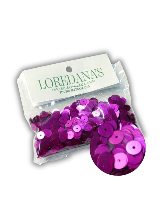 Lentejuela -  Fucsia Metalizado 6MM - 20g.