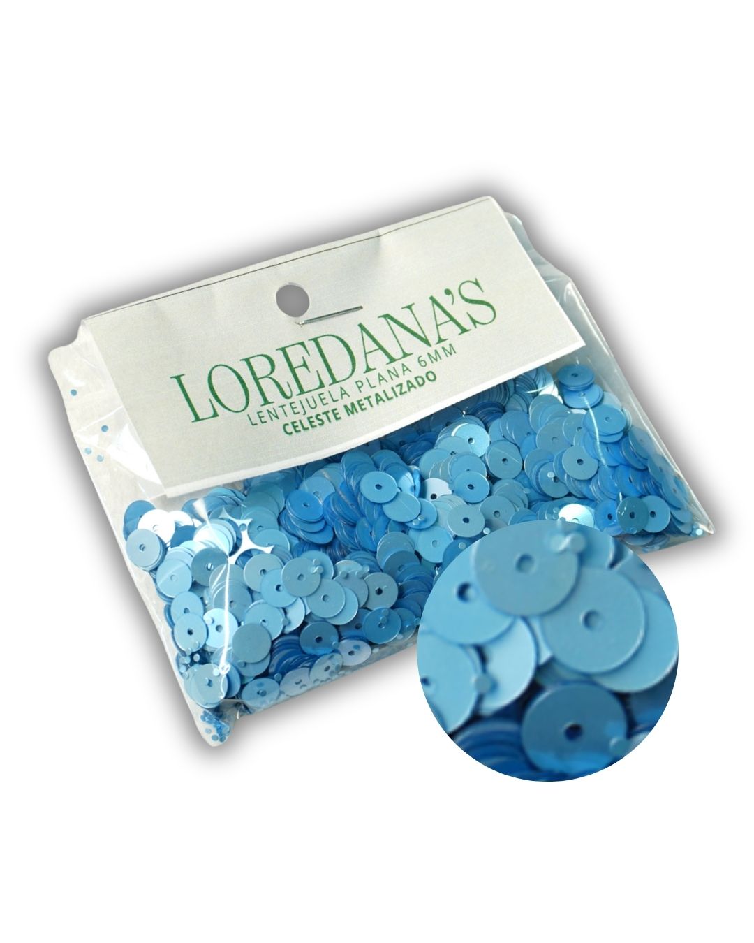 Lentejuela - Celeste Metalizado 6MM - 20g.