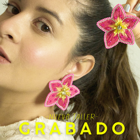 Taller Grabado Aros Flor Maui Fucsia (no incluye materiales)