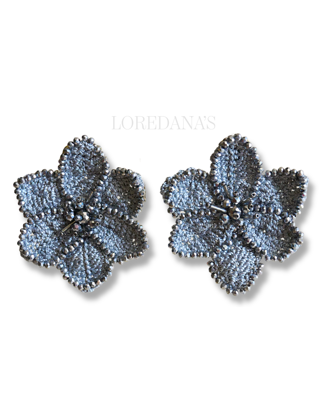 AROS FLOR CROCHET/ PLATEADO