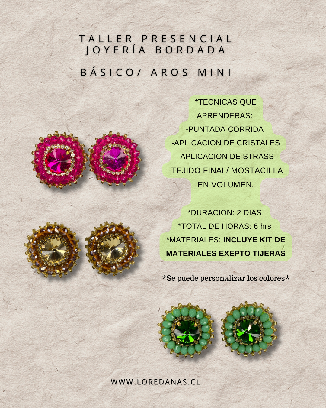 Taller Presencial Inicial - Joyeria Bordada -