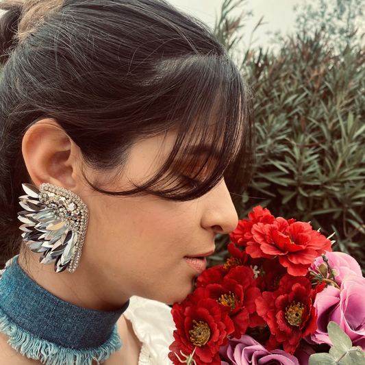 Silver Demetria Wings Hoops