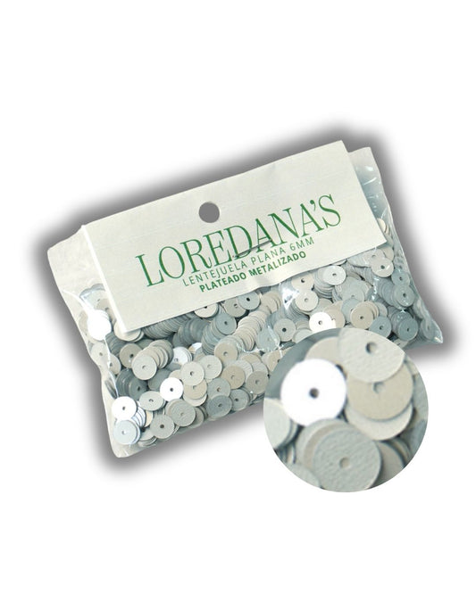 Lentejuela -  Plateado Metalizado 6MM - 20g.