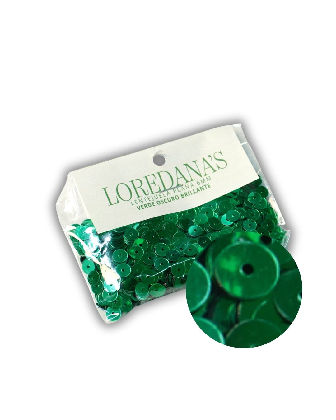 Lentejuela - Verde Oscuro Brillante 6MM - 20g.