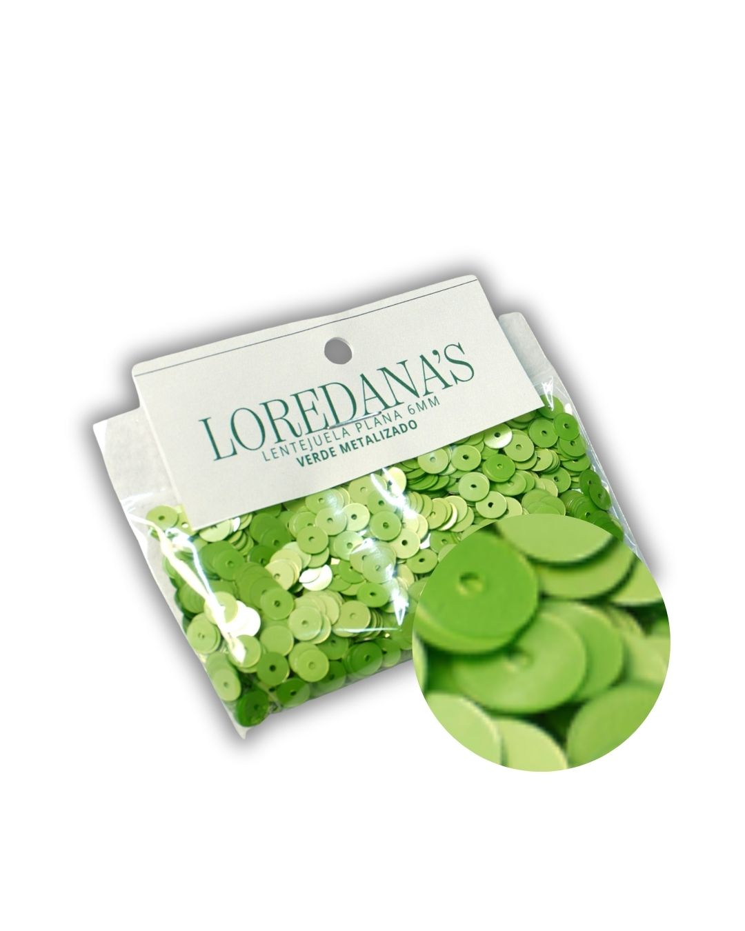 Lentejuela -  Verde Metalizado 6MM - 20g.