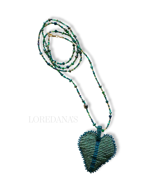 COLLAR CORAZON TEJIDO/  VERDE