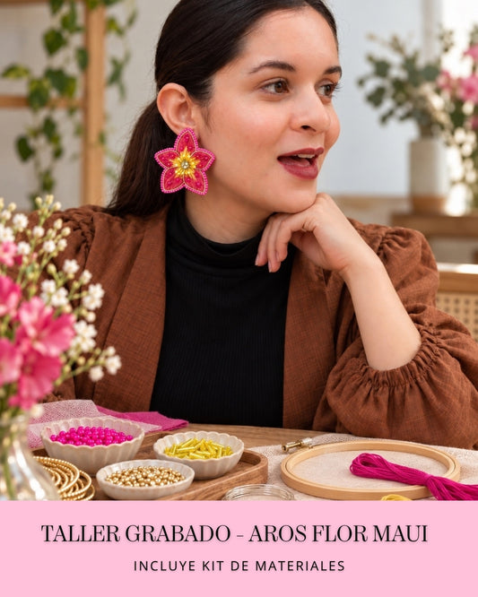 Taller Grabado Aros Maui Flor Fucsia + Kit de materiales (L008)