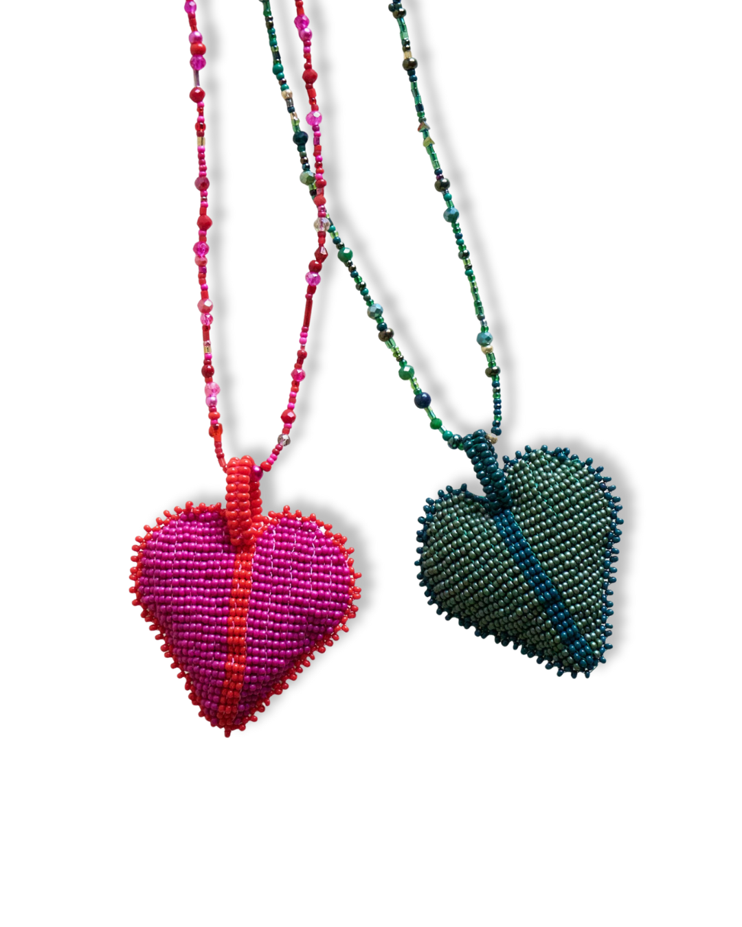 COLLAR CORAZON TEJIDO/  VERDE