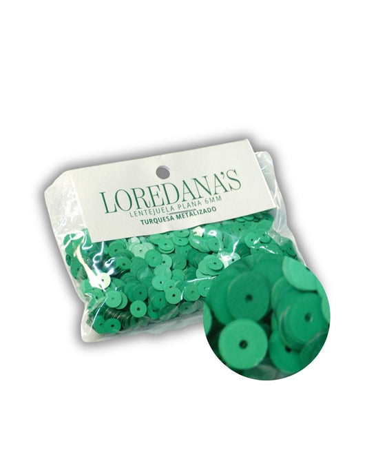 Lentejuela - Turquesa Metalizado 6MM - 20g.