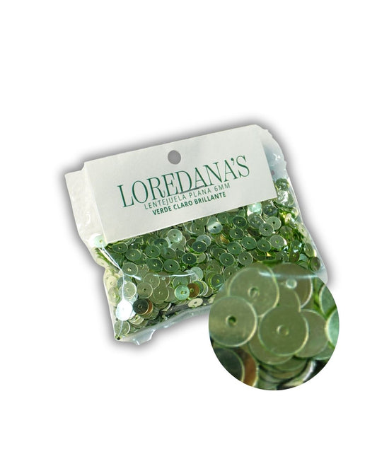 Lentejuela - Verde Claro Brillante 6MM - 20g.