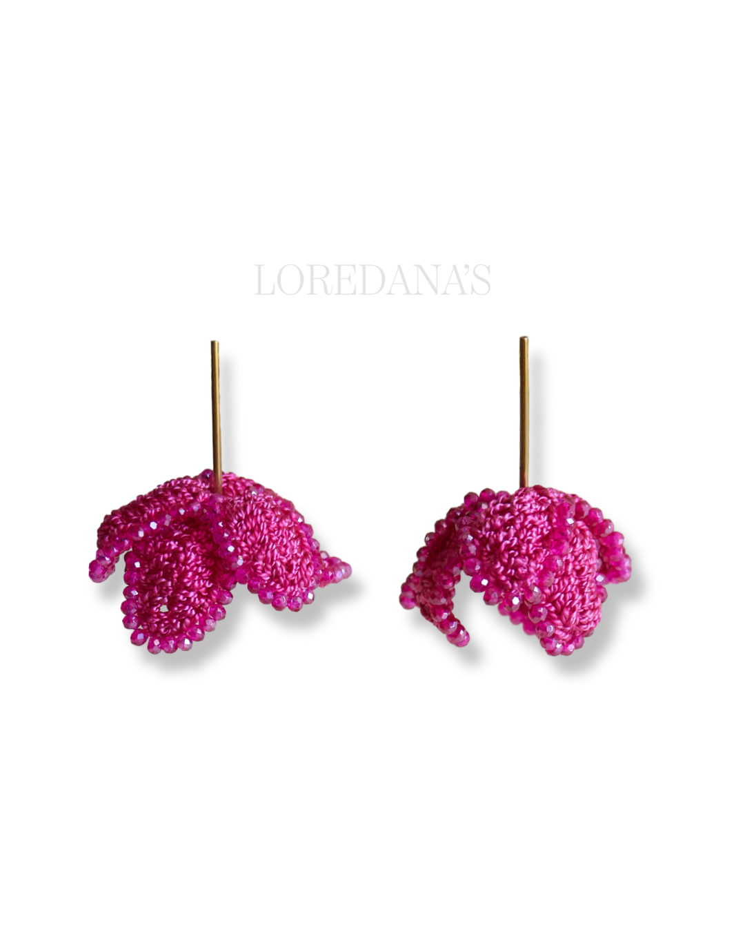 AROS FLOR CAIDA CROCHET/ FUCSIA