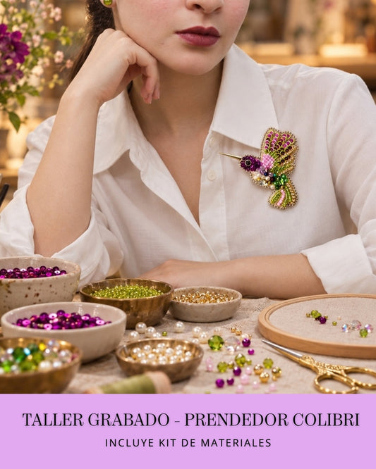 PRENDEDOR DE COLIBRI -Taller grabado+ Kit materiales (L002)
