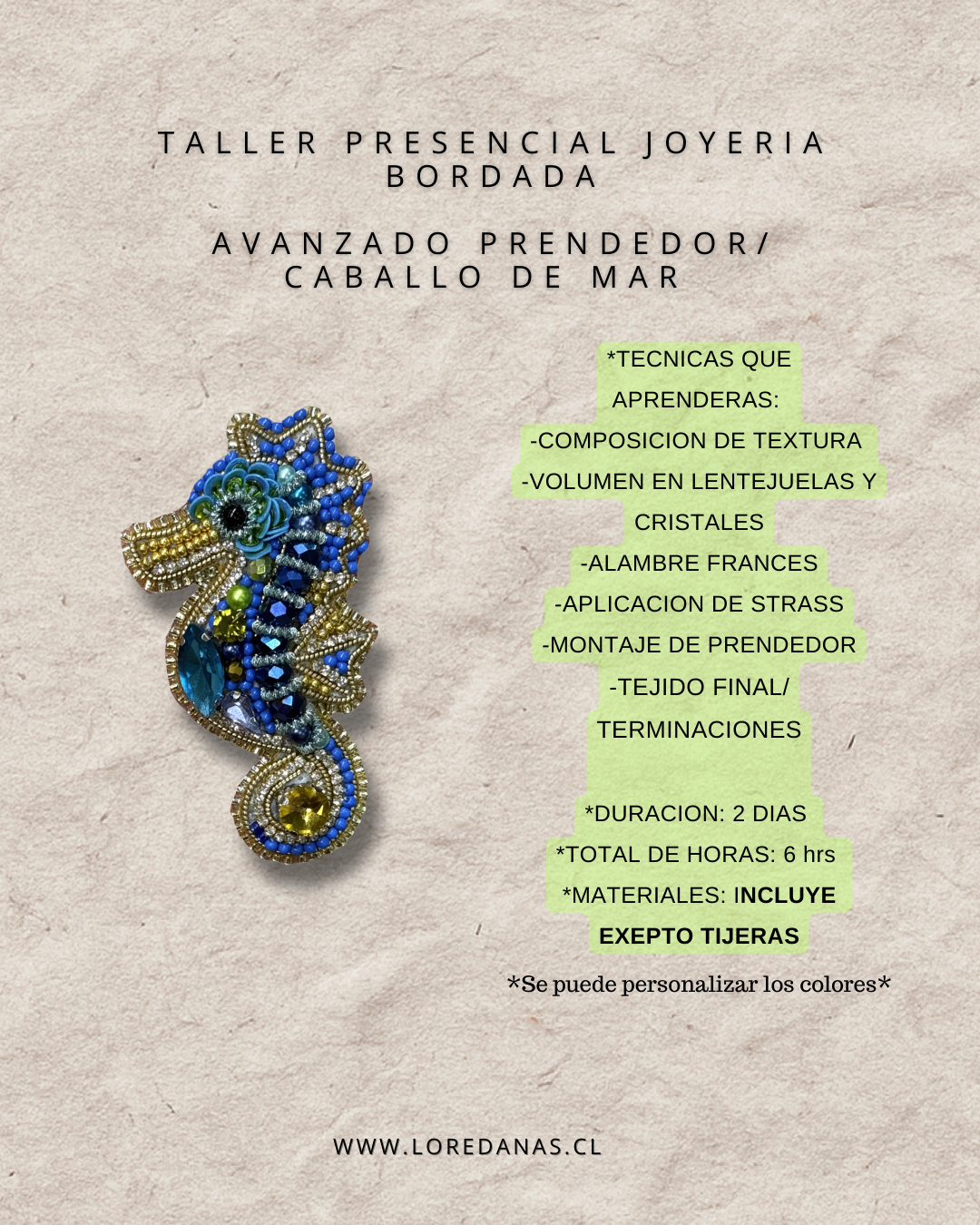 Taller Presencial Intermedio - Joyeria Bordada -