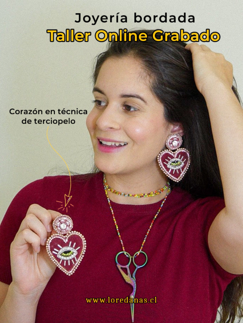 AROS CORAZON TERCIOPELO- Taller grabado+ KIT Materiales (L006)
