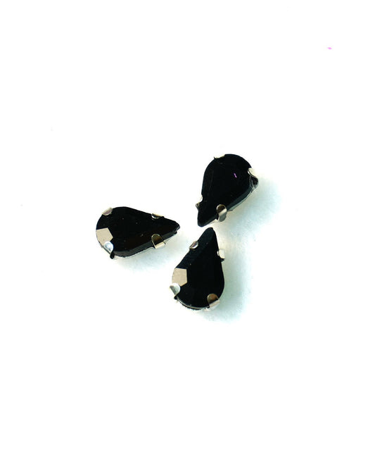 Cristal gota negro 5x8mm / 10 unidades BASE PLATEADA