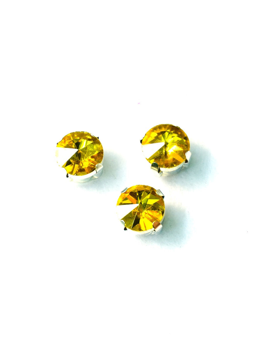 Cristal redondo amarillo 8mm / 10 unidades BASE PLATEADA