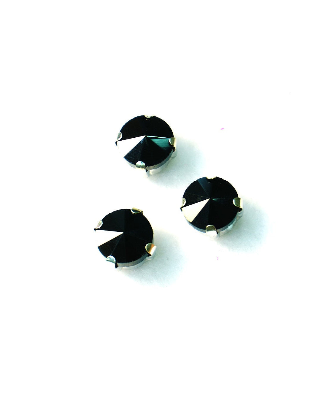 Cristal redondo negro 8mm / 10 unidades BASE PLATEADA