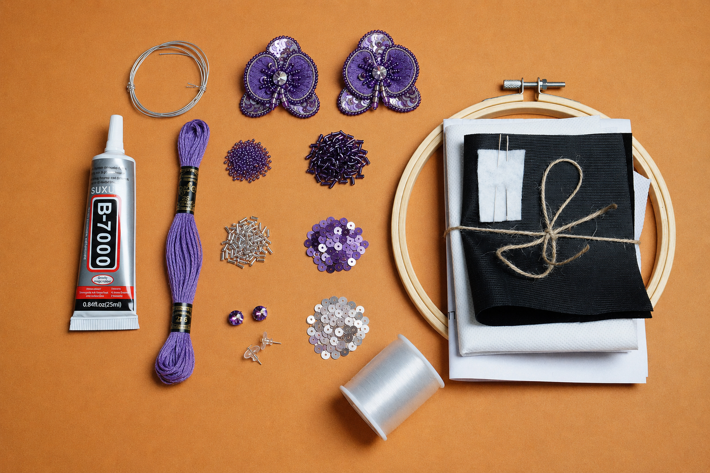 Taller Grabado Aros Orquidea (edicion color lila) + Kit de materiales (L0011)