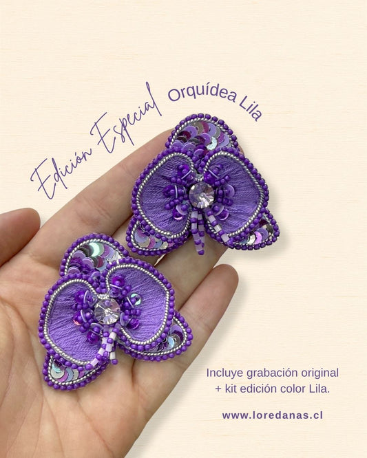 Taller Grabado Aros Orquidea (edicion color lila) + Kit de materiales (L0011)