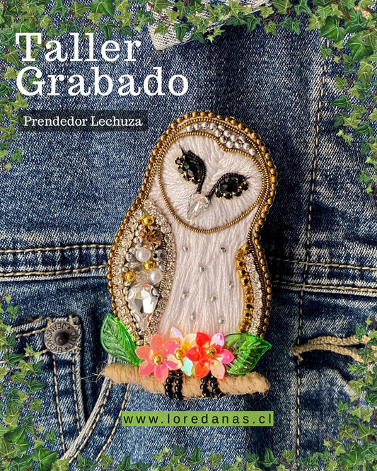 PRENDEDOR LECHUZA- Taller grabado+kit de materiales (L007)