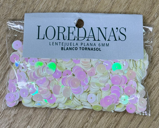 Lentejuela -  blanco tornasol 6MM - 20g.
