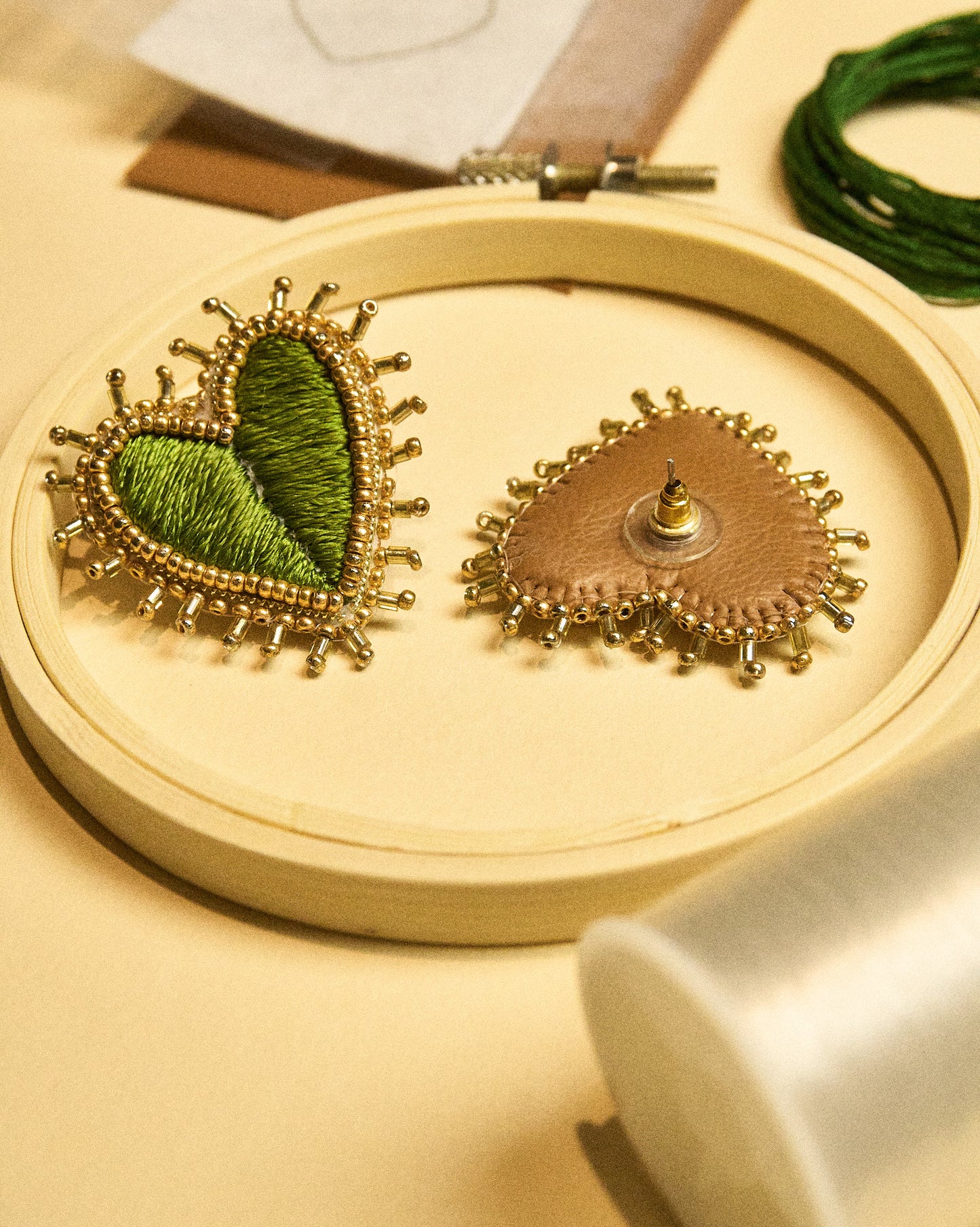 AROS CORAZON VERDE- Taller grabado + KIT Materiales ( L001)