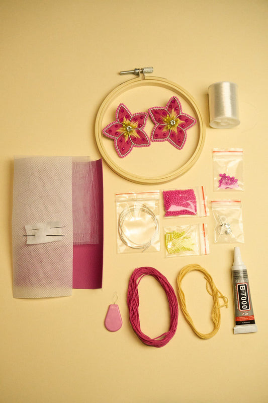 Taller Grabado Aros Maui Flor Fucsia + Kit de materiales (L008)